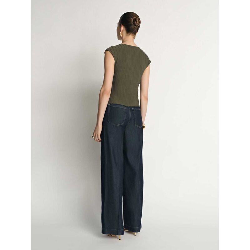 Veronika Maine Engineered Rib Cap Sleeve Wrap Top image number 1